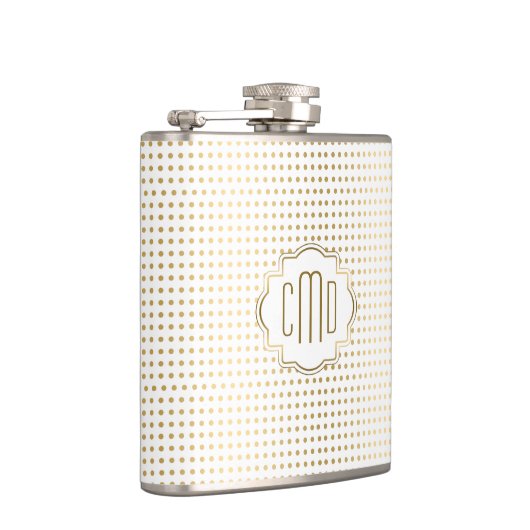 Flasques Motif Pois Monogramme Blanc & Or (Droite)