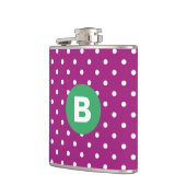 Flasques Motif pois violets sur fond vert avec monogramme (Gauche)