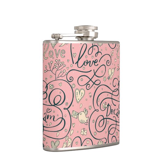 Flasques Motif romantique avec des coeurs et des oiseaux (Droite)