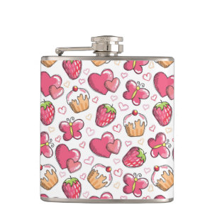 Flasques motif romantique de nourriture