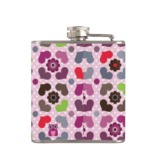 Flasques motif rose de fleurs et de hiboux (Dos)