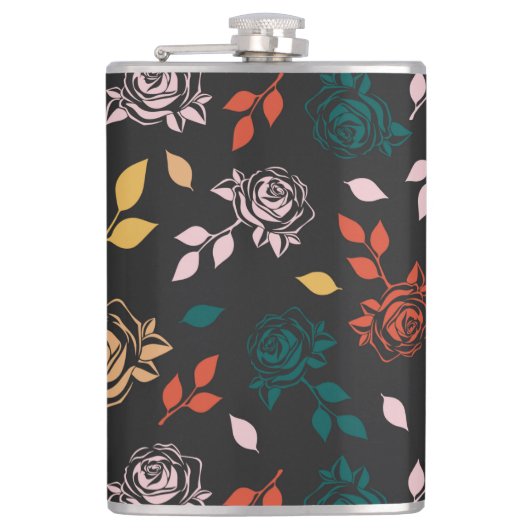 Flasques Motif rose et Feuille (Devant)