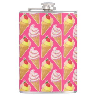 Flasques Motif rose Kawaii avec crème glacée aux fraises