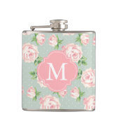 Flasques Motif Rose rose et menthe Vintage Monogramme (Devant)