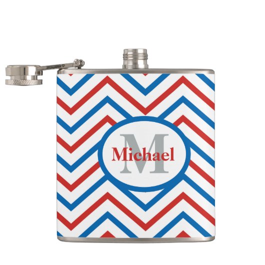 Flasques Motif rouge blanc bleu Chevron (Ouvert)