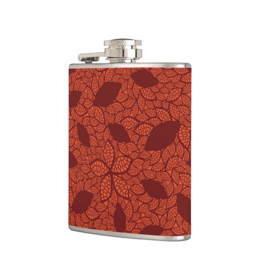 Flasques Motif rouge de feuille sur l'orange (Gauche)