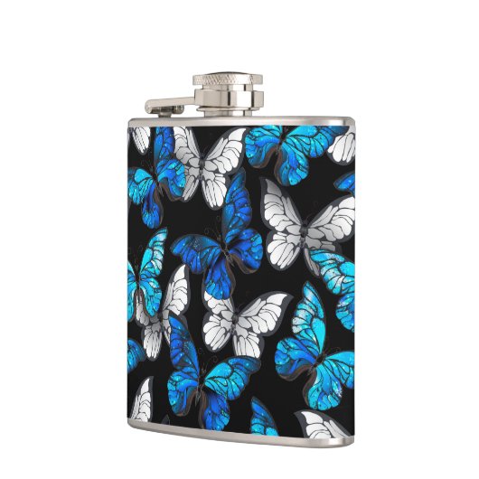 Flasques Motif sans couleur foncée avec papillons bleus Mor (Gauche)