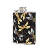 Flasques Motif sans couture avec libellules d'or (Gauche)