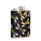 Flasques Motif sans couture avec libellules d'or (Droite)