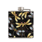 Flasques Motif sans couture avec libellules d'or (Dos)