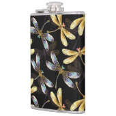 Flasques Motif sans couture avec libellules d'or (Gauche)