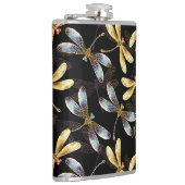 Flasques Motif sans couture avec libellules d'or (Droite)