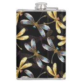 Flasques Motif sans couture avec libellules d'or (Dos)