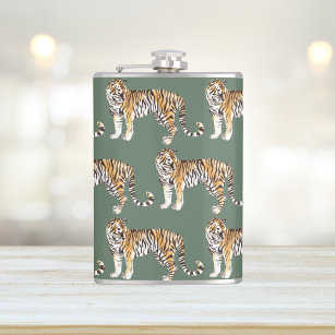 Flasques Motif sauvage des tigres d'aquarelle tropicale mod