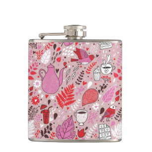 Flasques Motif savoureux avec des oiseaux et des fleurs
