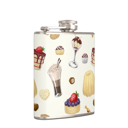 Flasques Motif sucré avec des desserts variés. (Droite)