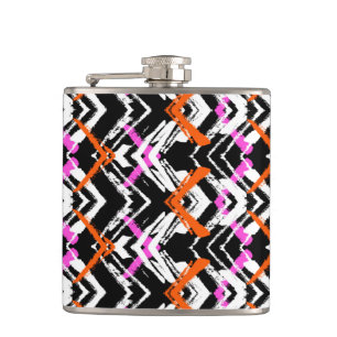 Flasques Motif tiré par la main noir, orange, et rose de
