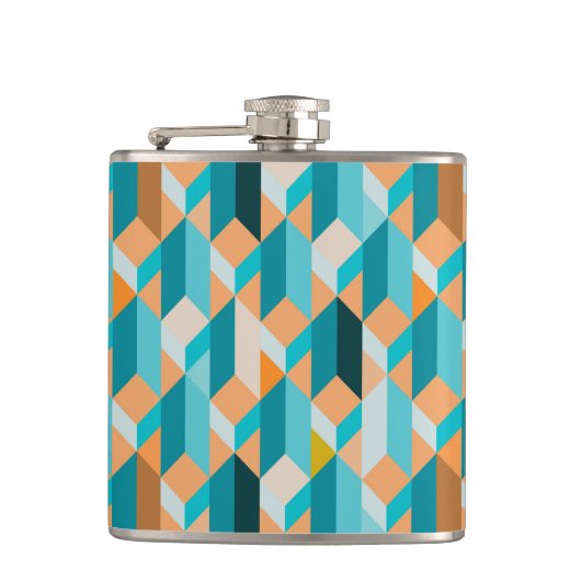 Flasques Motif turquoise et orange de formes (Devant)