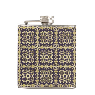 Flasques Motif vintage de damassé d'art, d'or
