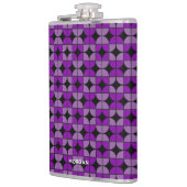 Flasques Motif Violet Retro Quarters avec Nom (Gauche)