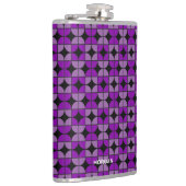 Flasques Motif Violet Retro Quarters avec Nom (Droite)