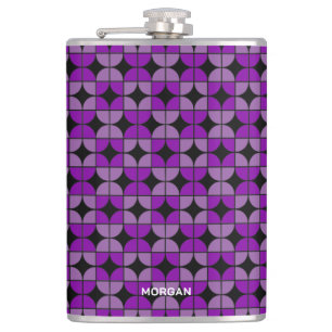Flasques Motif Violet Retro Quarters avec Nom