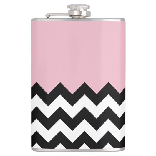 Flasques Motif Zigzag noir et blanc, Chevron, rose (Devant)