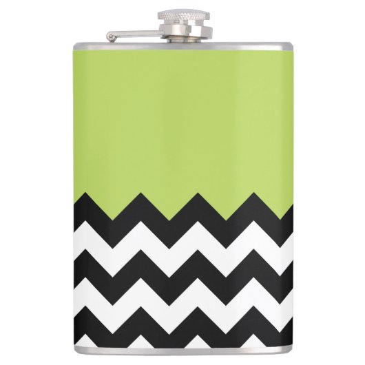 Flasques Motif Zigzag noir et blanc, Chevron, Vert (Devant)