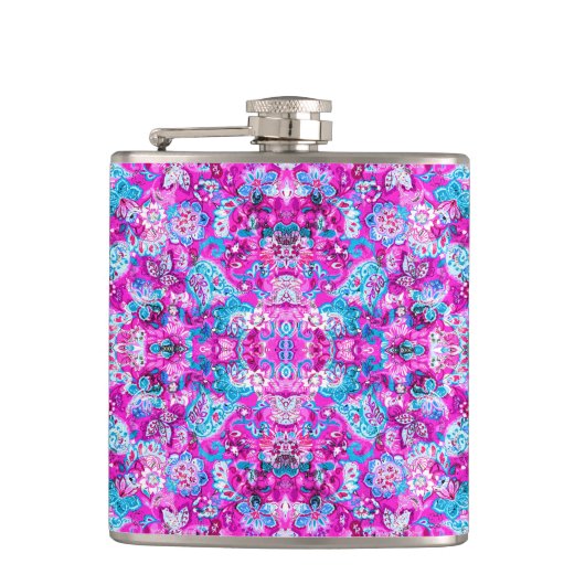 Flasques Motifs de fleurs roses bleues mignons (Devant)