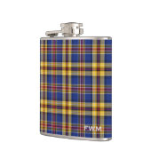 Flasques Murtaugh Tartan Monogramme bleu et jaune Plaid (Gauche)