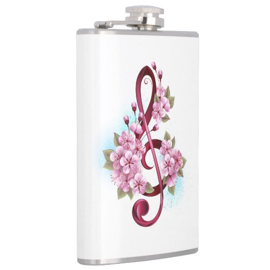 Flasques Musical treble clef notes with sakura flowers (Droite)