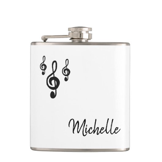 Flasques Musical Treble Clef Simple Noir Blanc (Devant)