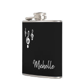 Flasques Musical Treble Clef Simple Noir Blanc Typographie (Gauche)