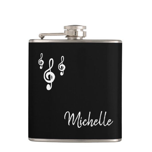 Flasques Musical Treble Clef Simple Noir Blanc Typographie (Devant)