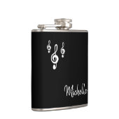 Flasques Musical Treble Clef Simple Noir Blanc Typographie (Droite)