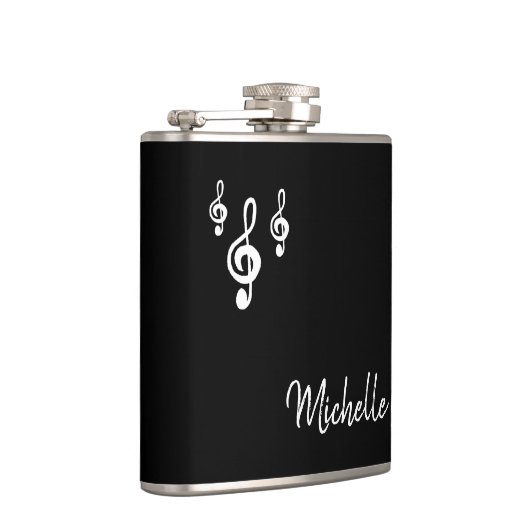Flasques Musical Treble Clef Simple Noir Blanc Typographie (Droite)