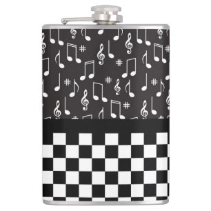 Flasques Musique et damier noir et blanc