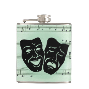 Flasques Musique verte et masques grecs de théâtre
