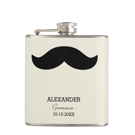 Flasques Mustache Groomsman Cadeau Nom personnalisé (Devant)