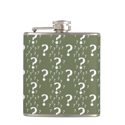 Flasques Mystère question marque énigme puzzle vert olive (Devant)