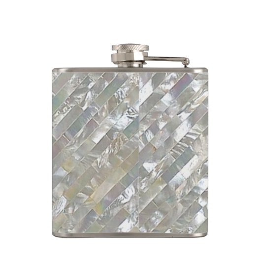 Flasques Nacre décorée d'un monogramme de blanc de Faux (Dos)