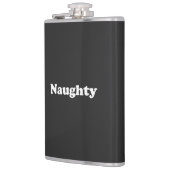 Flasques Naughty, lettres blanches en noir (Gauche)