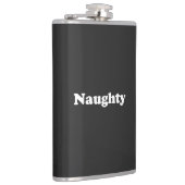 Flasques Naughty, lettres blanches en noir (Droite)