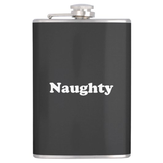 Flasques Naughty, lettres blanches en noir (Devant)