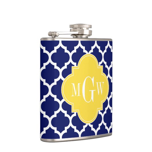 Flasques Navy Wht Moroccan #5 Pineapple 3 Initial Monogram (Droite)