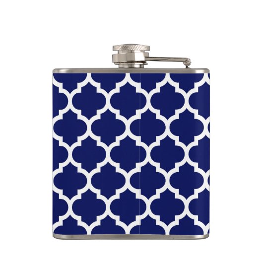 Flasques Navy Wht Moroccan #5 Pineapple 3 Initial Monogram (Dos)