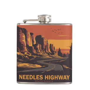 Flasques Needles Highway South Dakota Red Sky