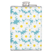 Flasques Négative Space Daisies blanc jaune sur bleu (Dos)