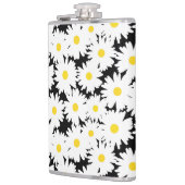 Flasques Négative Space Daisies blanc jaune sur noir (Gauche)