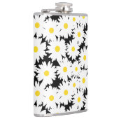 Flasques Négative Space Daisies blanc jaune sur noir (Droite)
